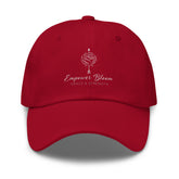 Unisex hat Empower Bloom Hat | Rose and Arrow Logo - Grace & Strength | Classic Statement Cap in red