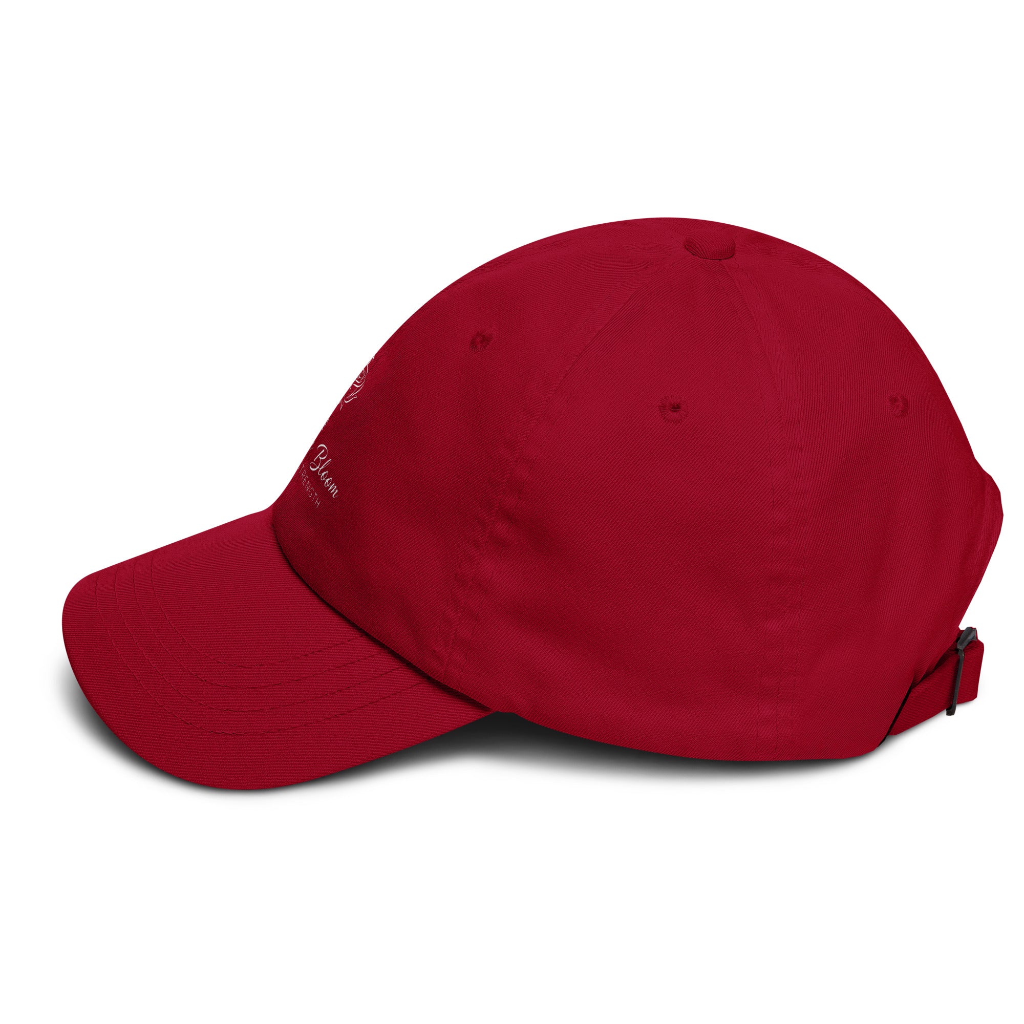 Unisex hat Empower Bloom Hat | Rose and Arrow Logo - Grace & Strength | Classic Statement Cap in red color